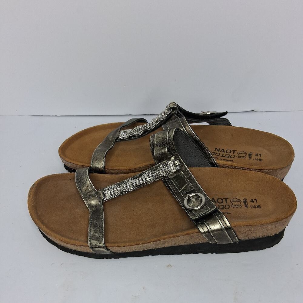 Naot Malibu Brown Leather Sandals Women’s US 10 EU 41 Comfort Slides Isreal Made